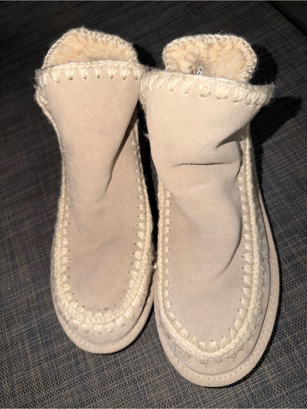 BEARPAW Women's Mushroom Suede Shearling-Lined Ankle Boots color mushroom